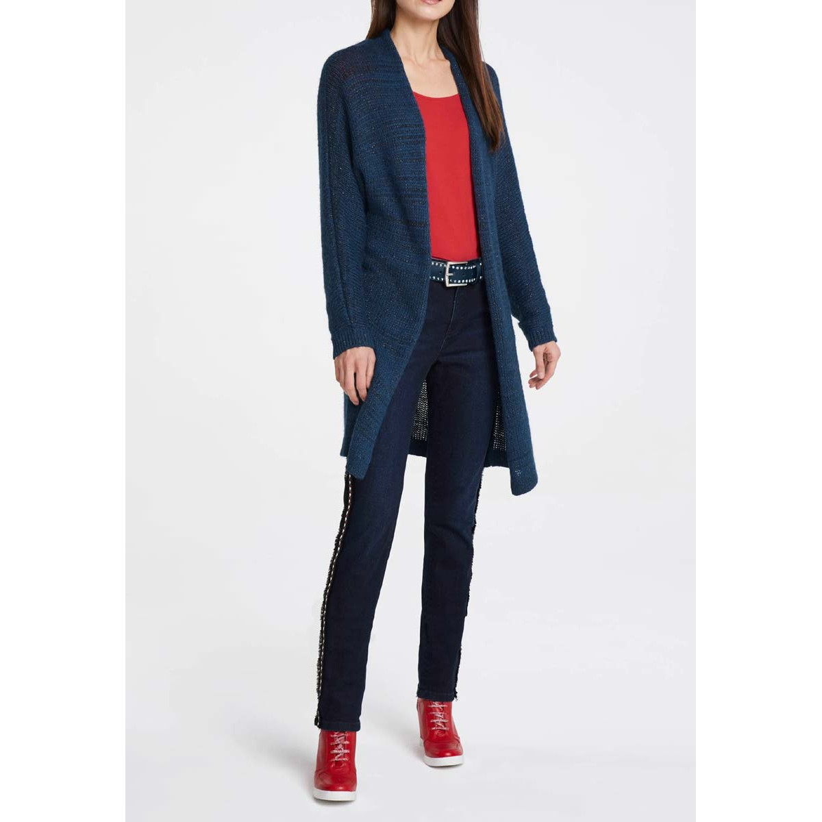 Designer-Strickjacke dunkelblau