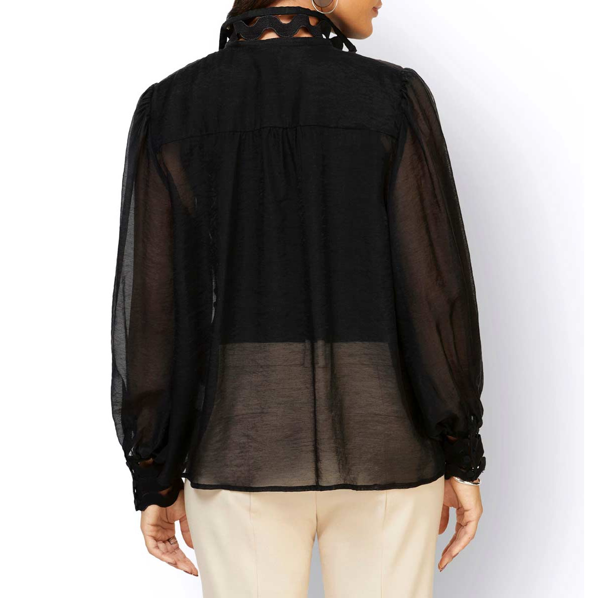 Lyocell-Bluse m. Spitze schwarz