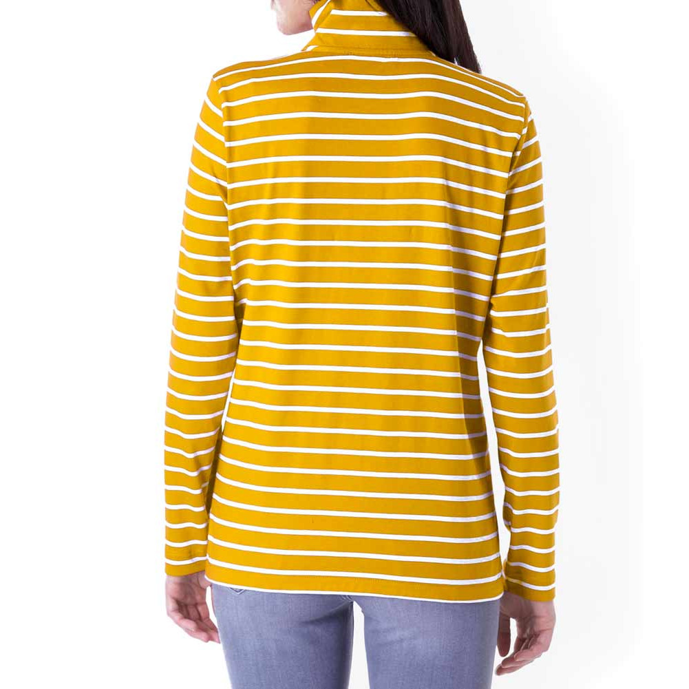 Troyershirt m. Reißverschluss ocker-geringelt