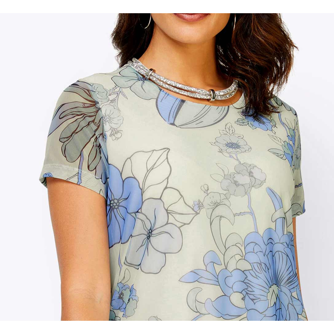 Doppellagiges-Mesh-Shirt ecru-blau