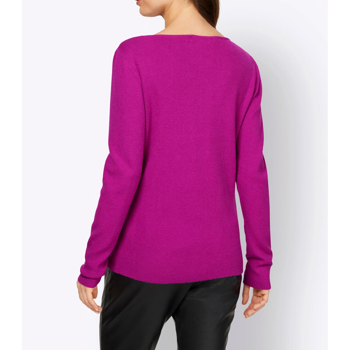 Designer-Zickzack-Ausschnitt-Pullover magenta