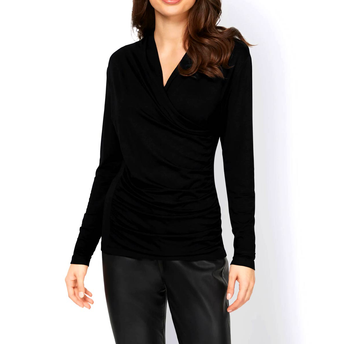 Designer-Wickelshirt schwarz