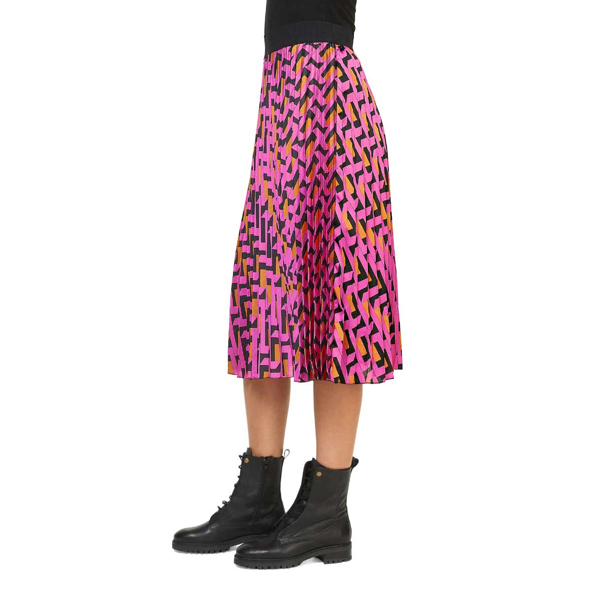 Designer-Plisseerock schwarz-magenta-orange