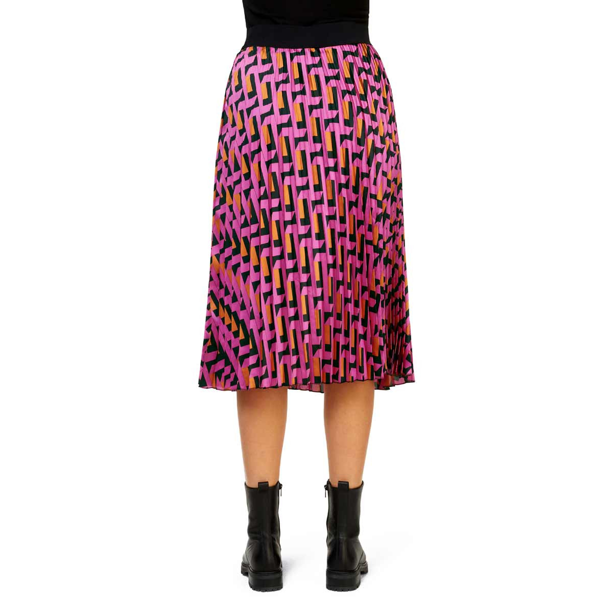 Designer-Plisseerock schwarz-magenta-orange