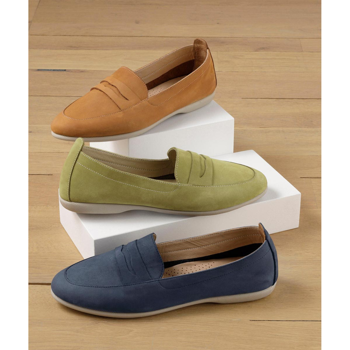 Rind-Nubukleder-Slipper schilfgrün