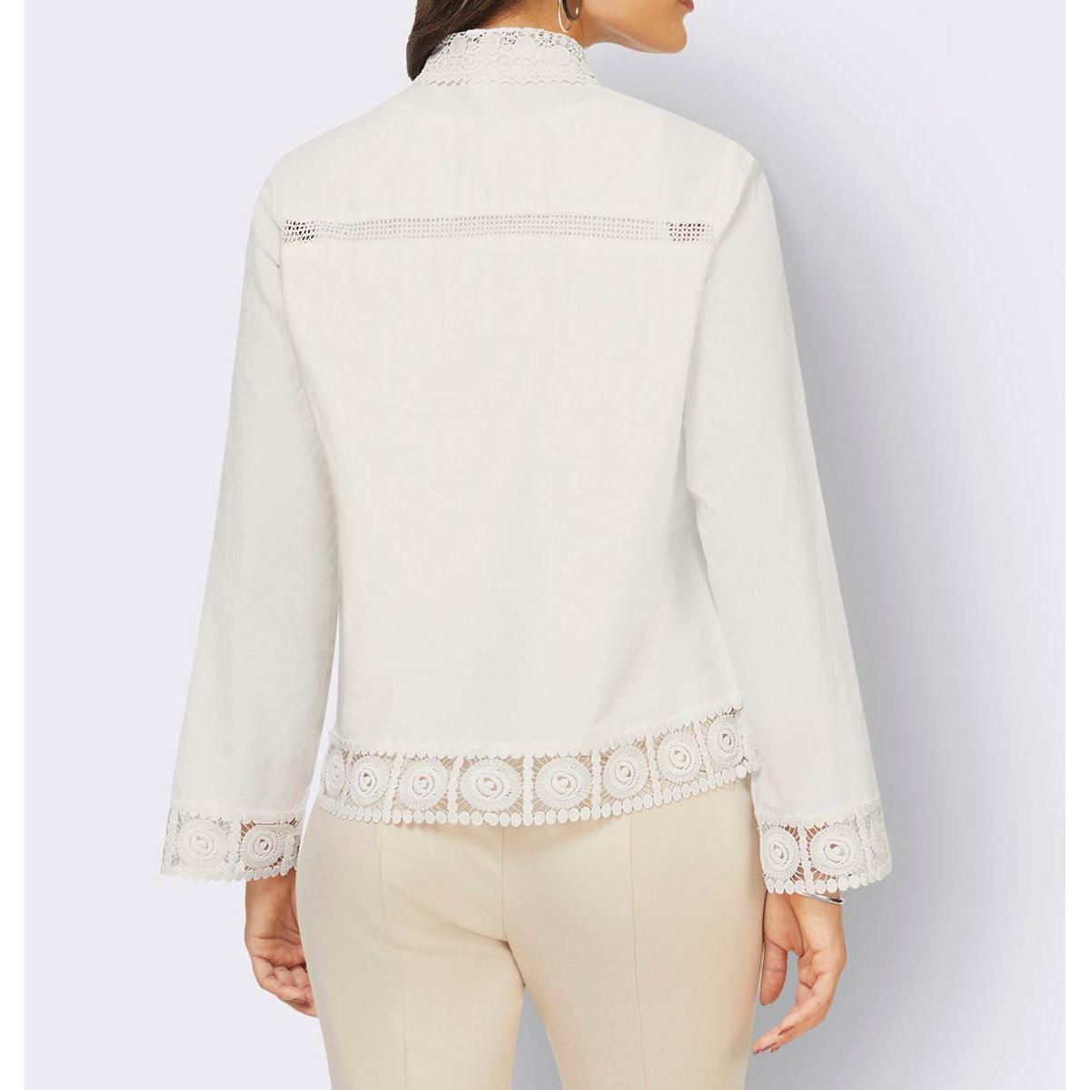 Hemdbluse m. Spitze ecru