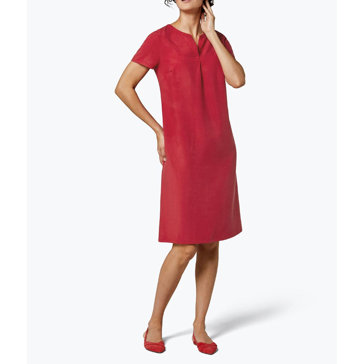 Lyocell-Leinen-Kleid rot