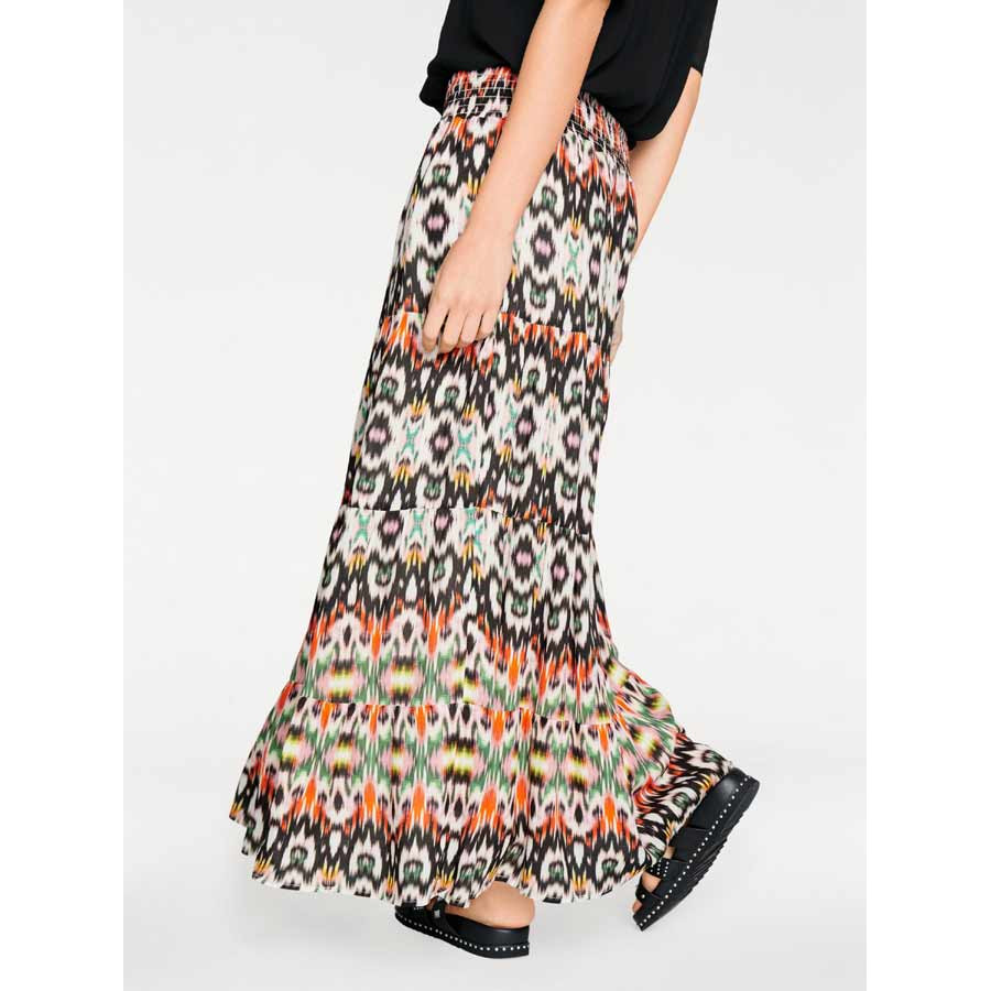 Designer-Maxi-Stufenrock bunt