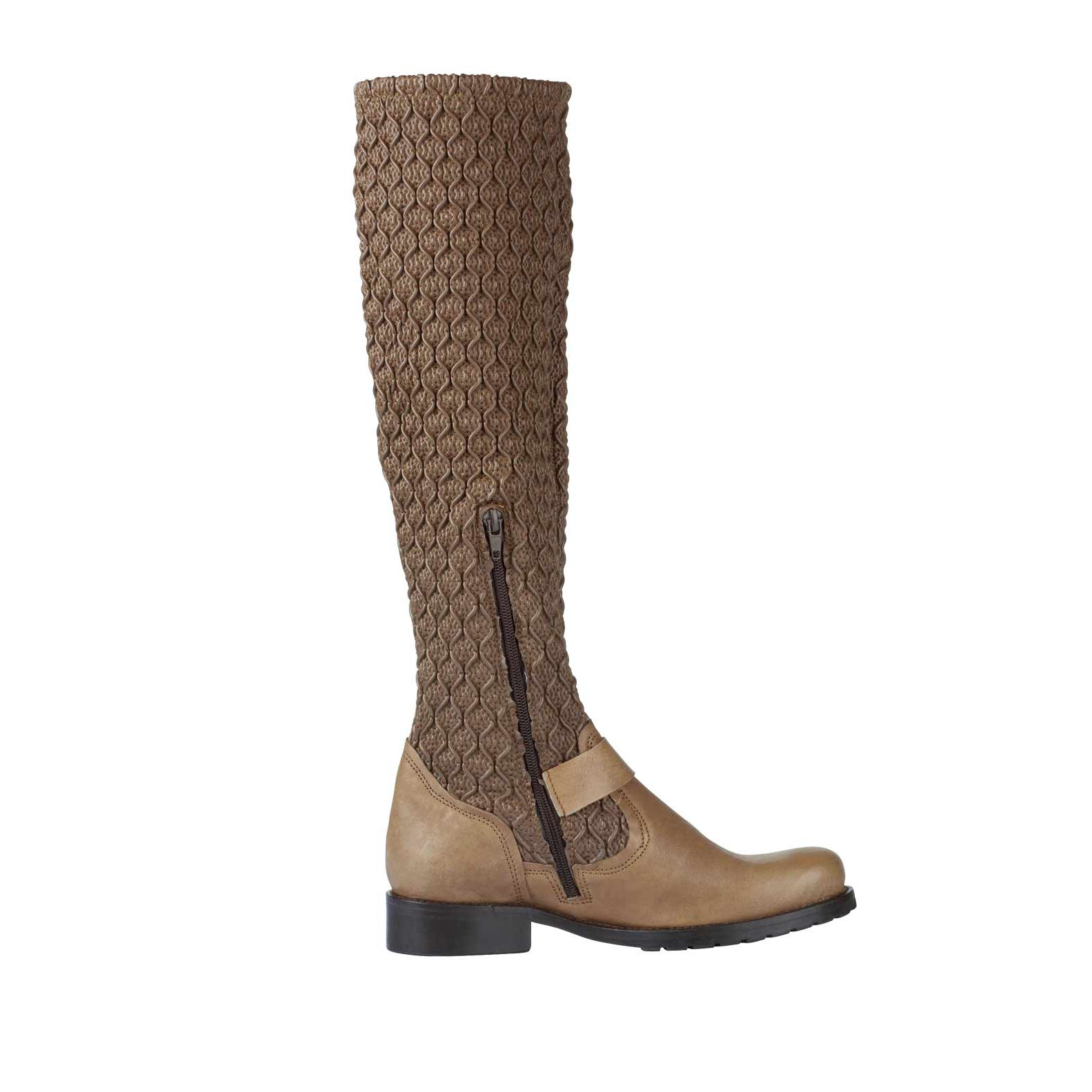 Marken-Leder-Stiefel taupe