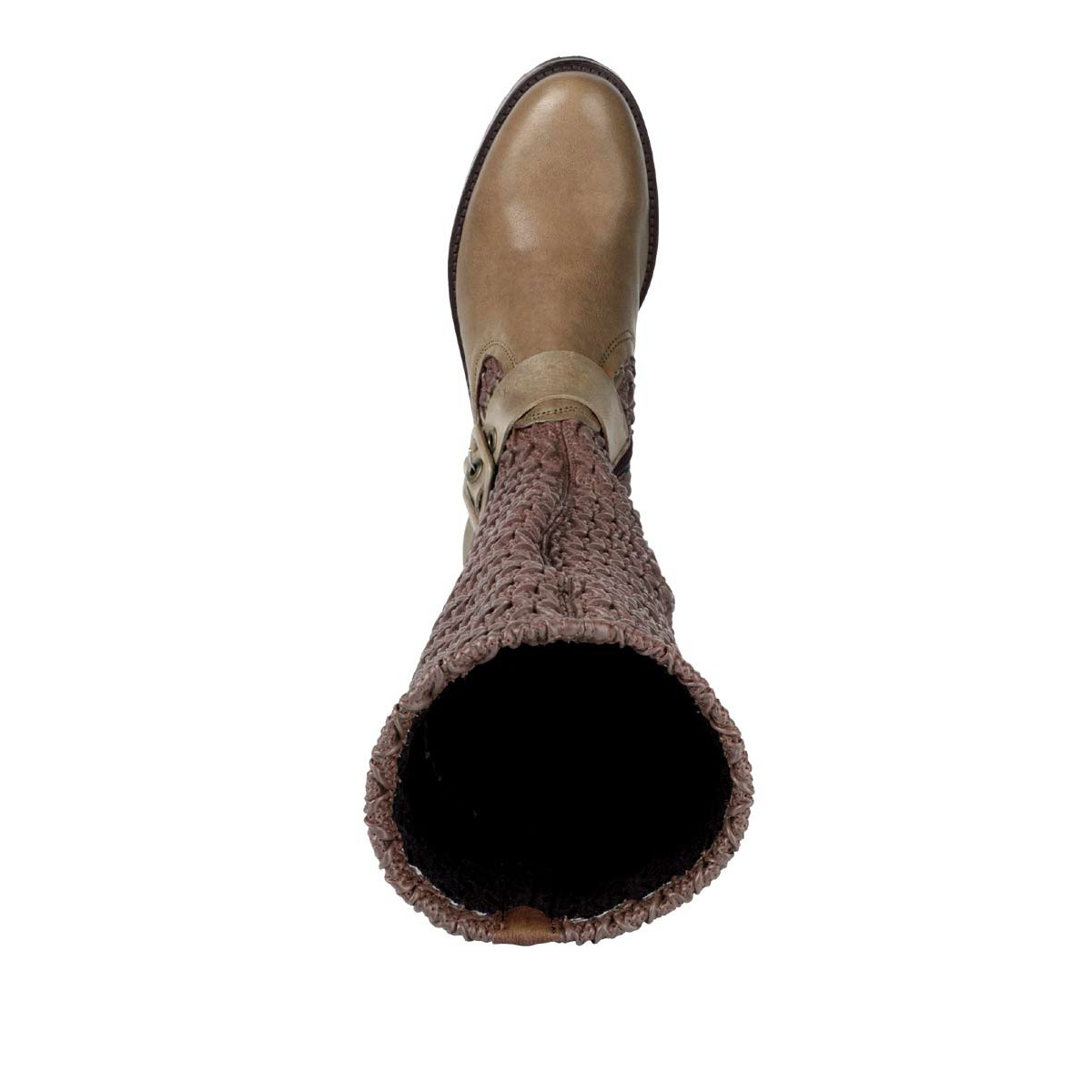 Marken-Leder-Stiefel taupe