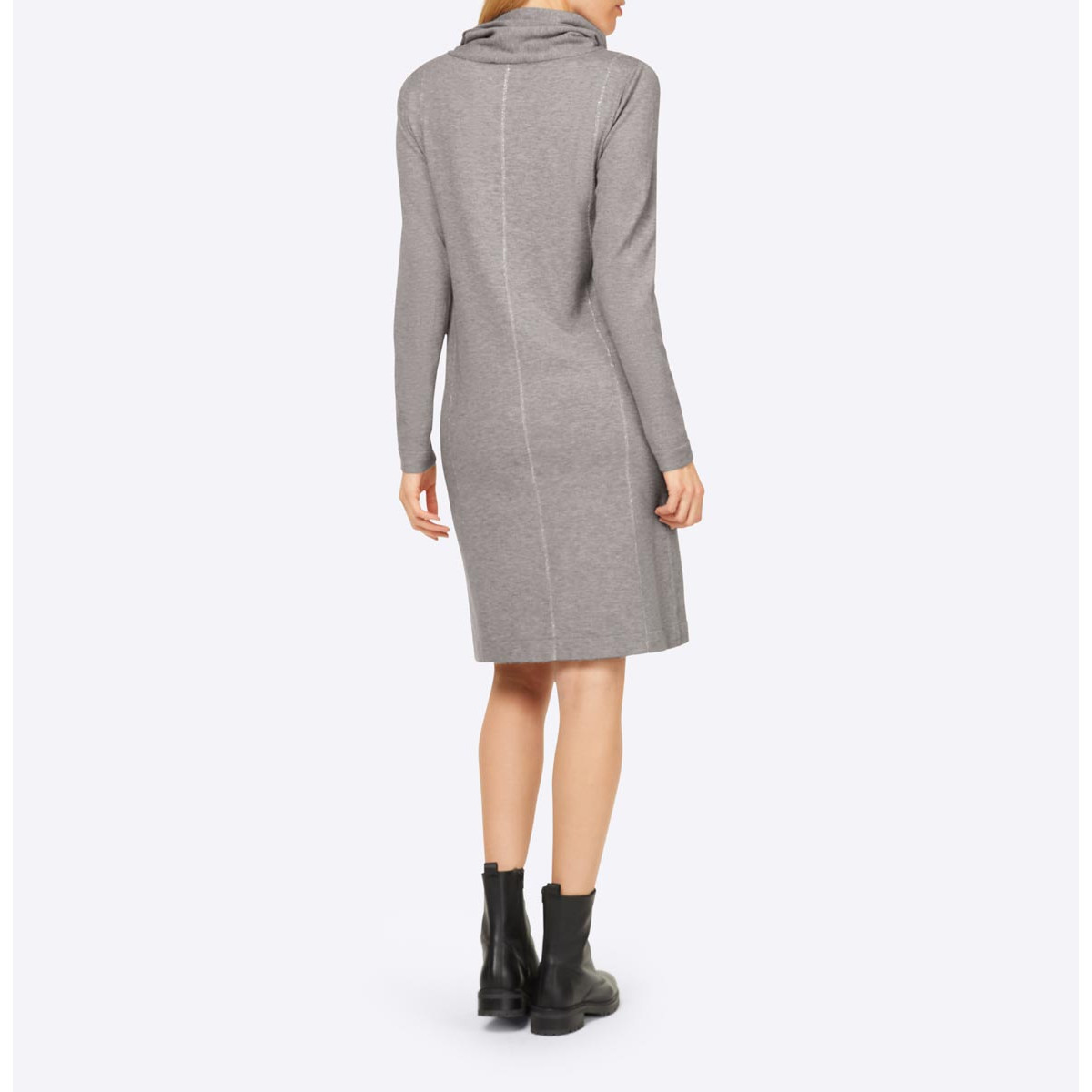 Designer-Rollkragen-Strickkleid steingrau
