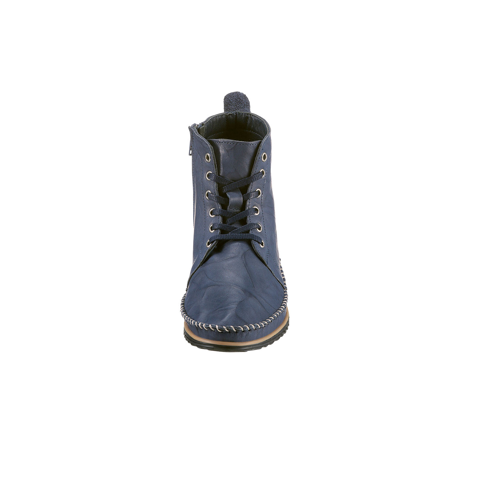 Rind-Nappaleder-Schnürstiefelette marine