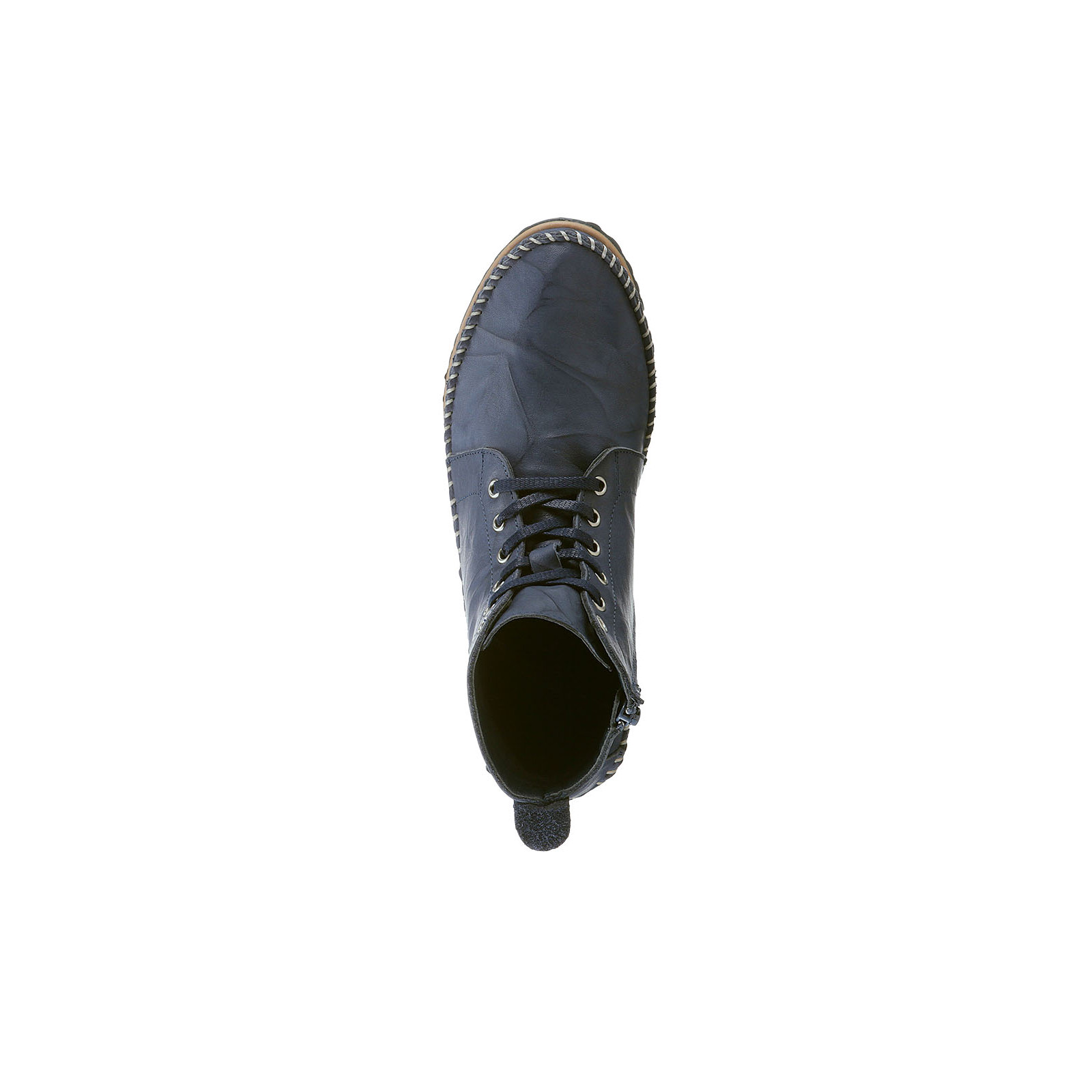 Rind-Nappaleder-Schnürstiefelette marine