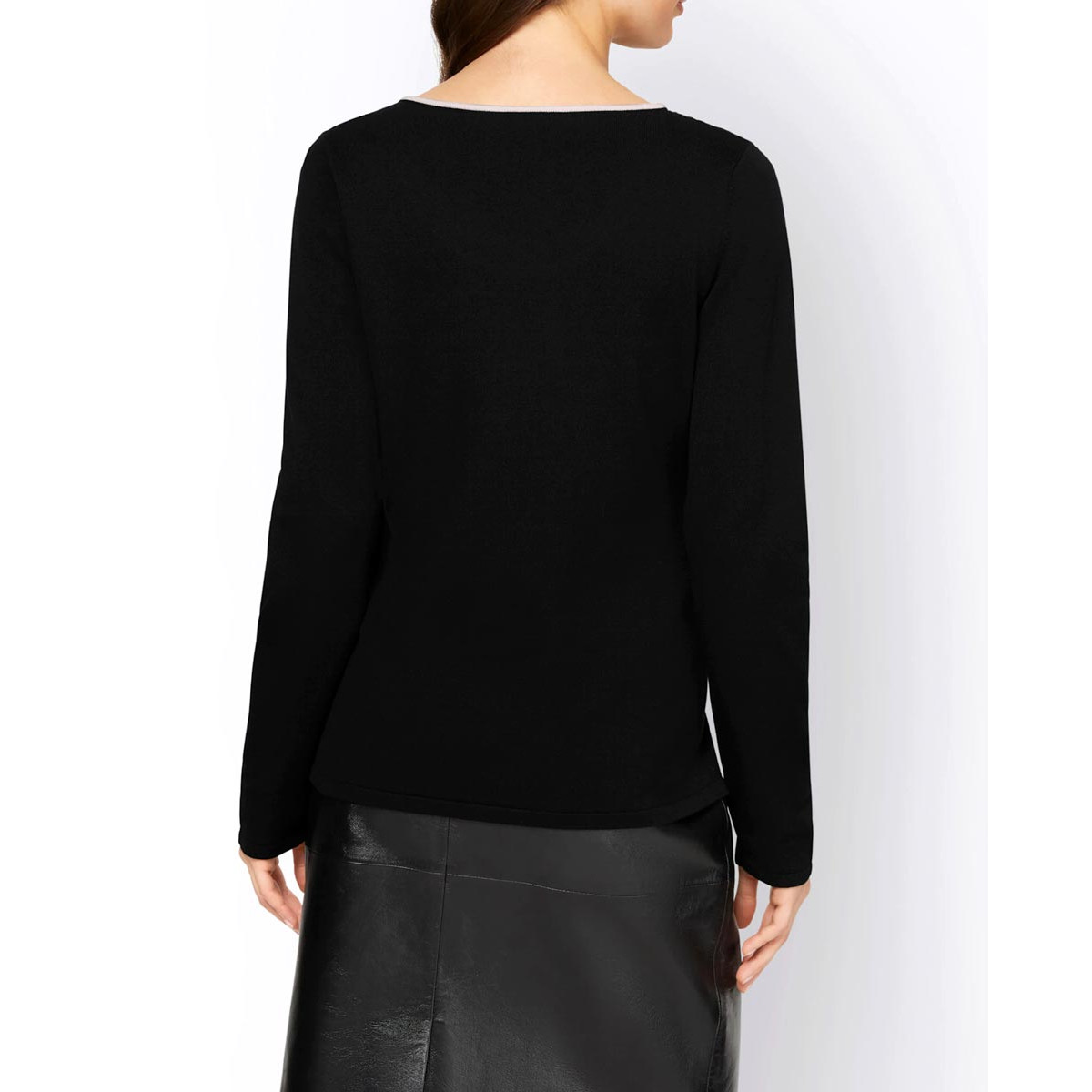 Designer-Pullover m. Wellenkante schwarz