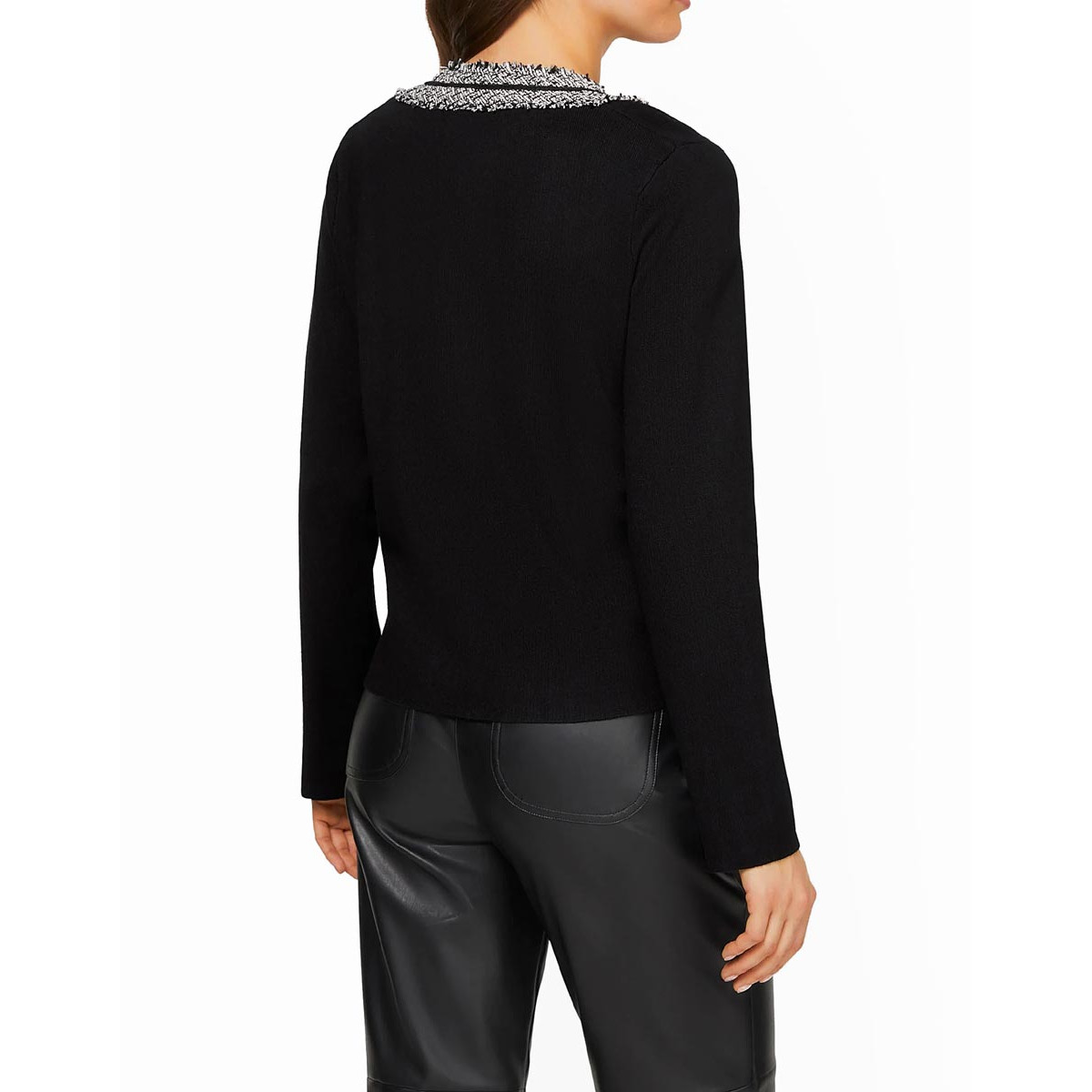 Designer-Strickjacke schwarz-ecru
