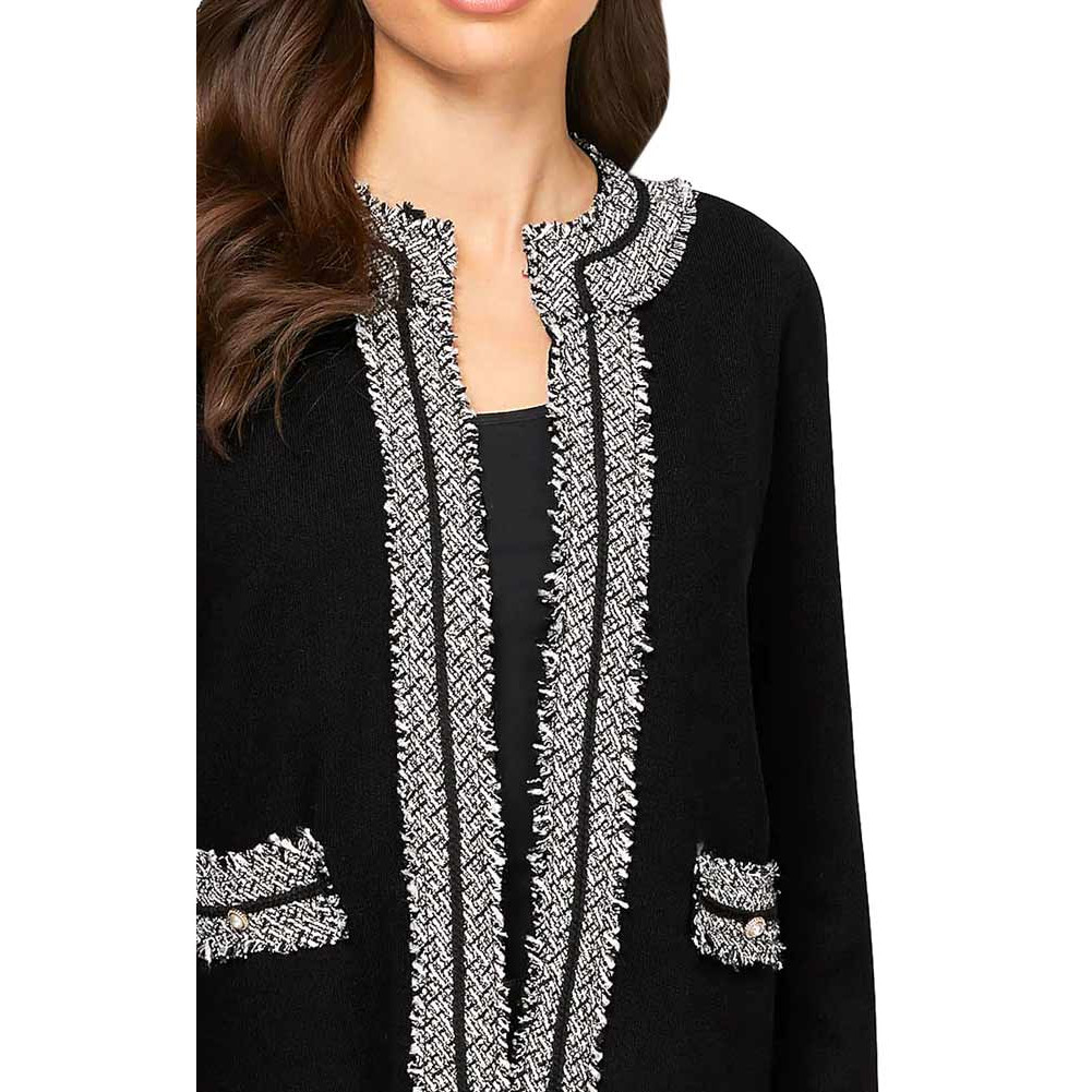 Designer-Strickjacke schwarz-ecru