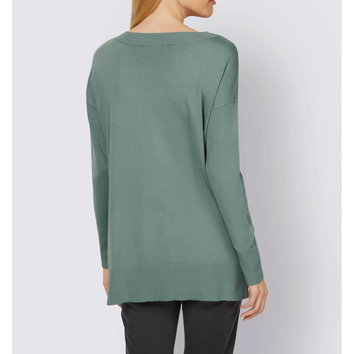 Designer-Pullover m. Applikation jade