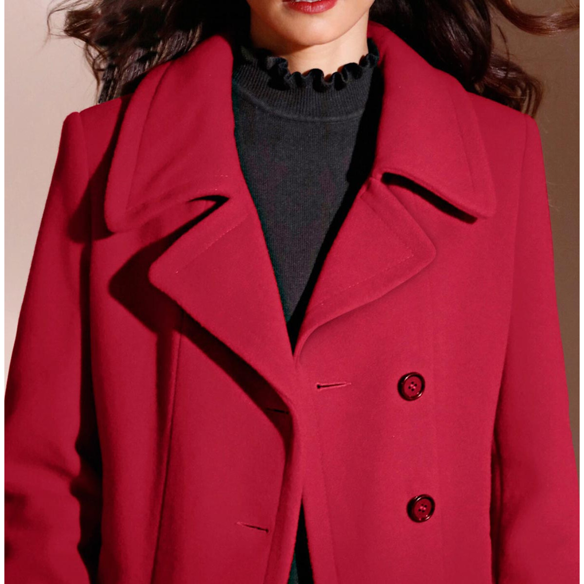 Designer-Woll-Longjacke rot
