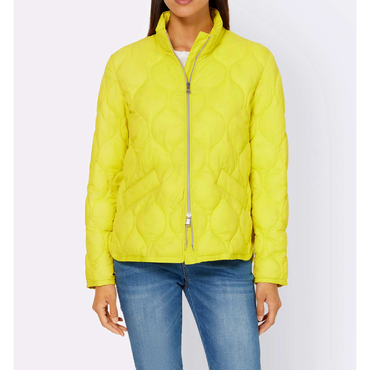 Designer-Übergangs-Steppjacke zitronengelb