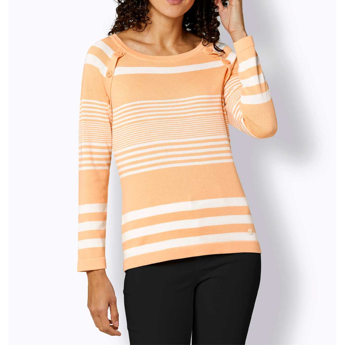 Pima-Baumwoll-Pullover apricot-weiß