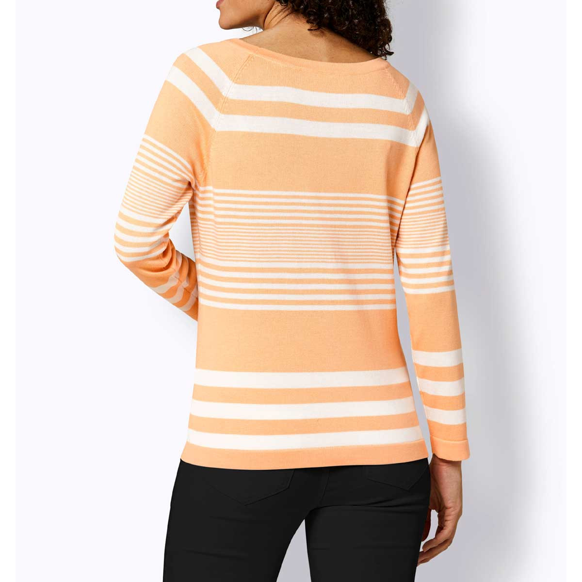 Pima-Baumwoll-Pullover apricot-weiß