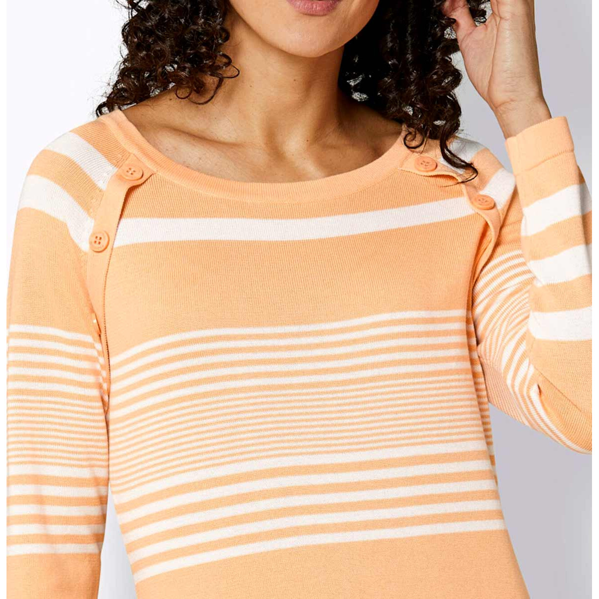 Pima-Baumwoll-Pullover apricot-weiß
