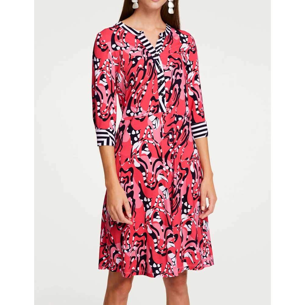 Designer-Druckkleid rot-bunt