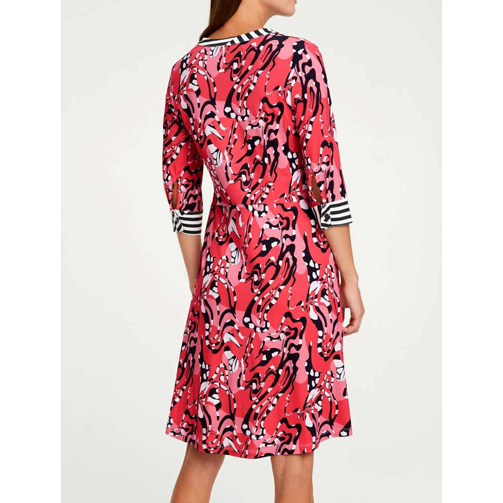 Designer-Druckkleid rot-bunt