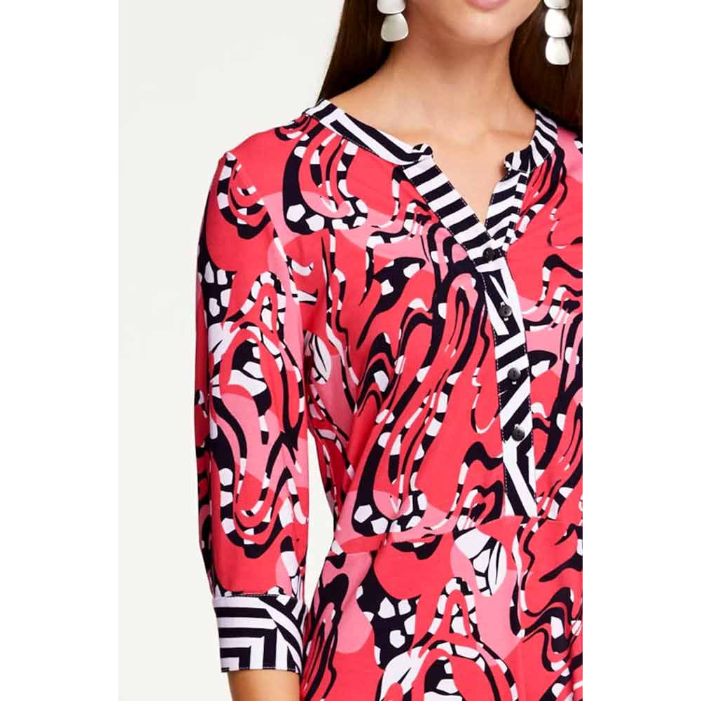Designer-Druckkleid rot-bunt