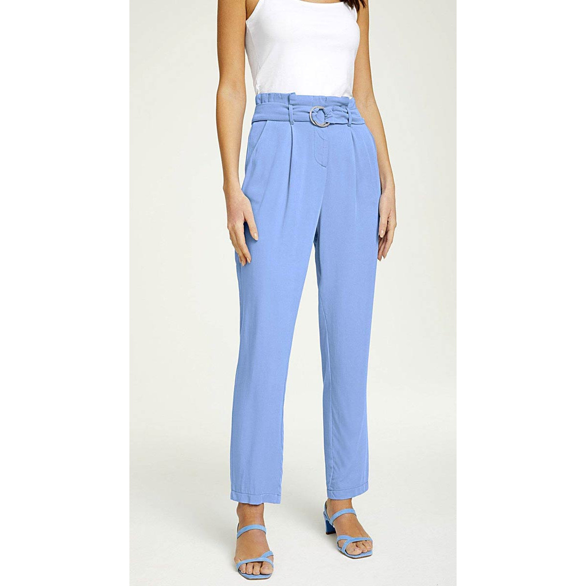 Designer-Hose m. Gürtel himmelblau