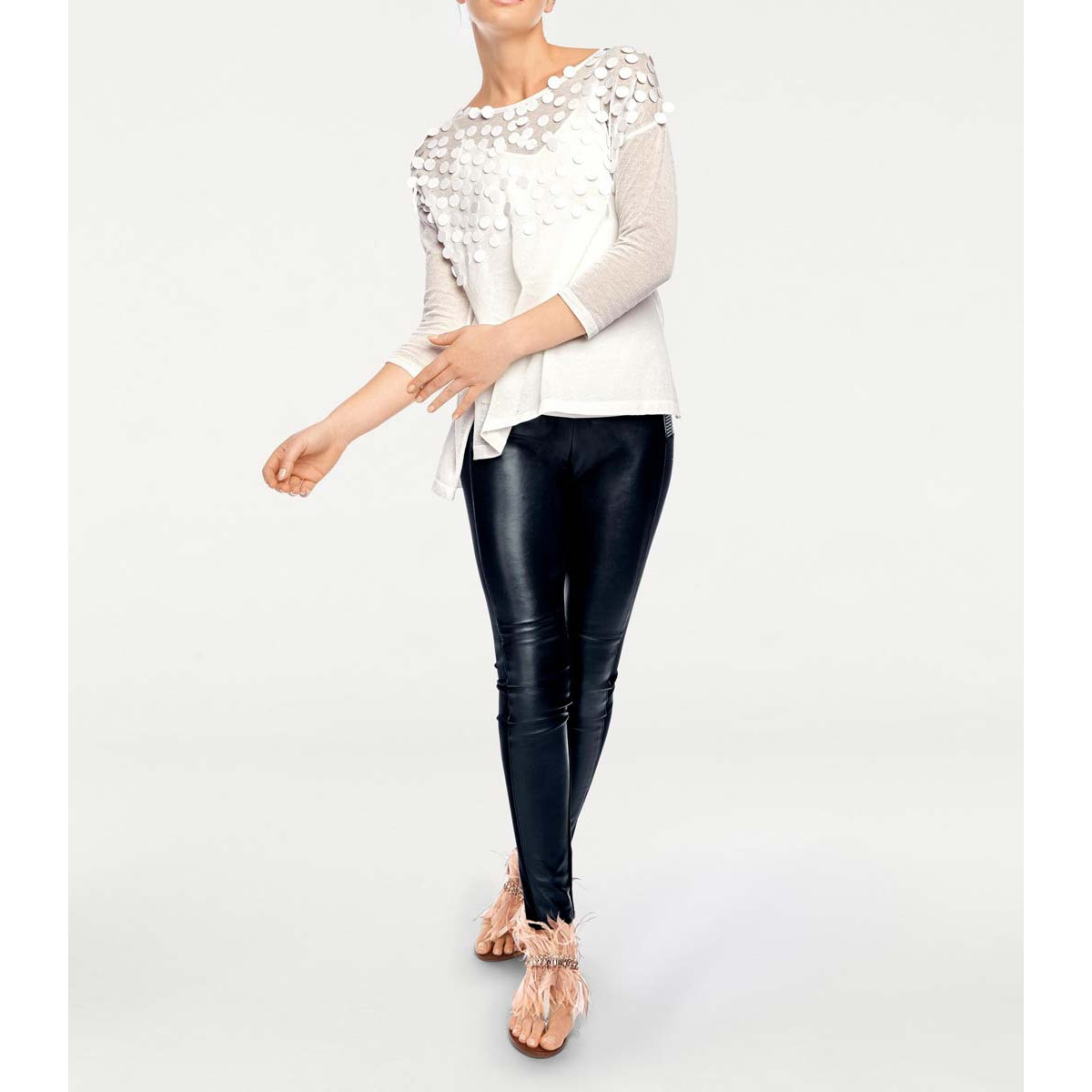 Designer-Feinstrickpullover+Top ecru