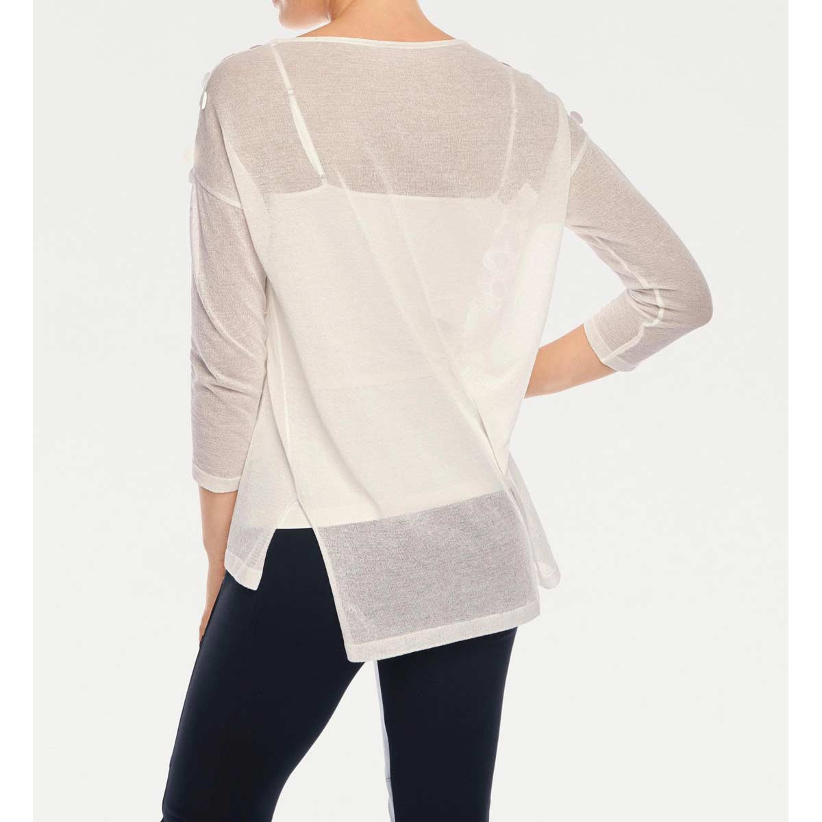 Designer-Feinstrickpullover+Top ecru