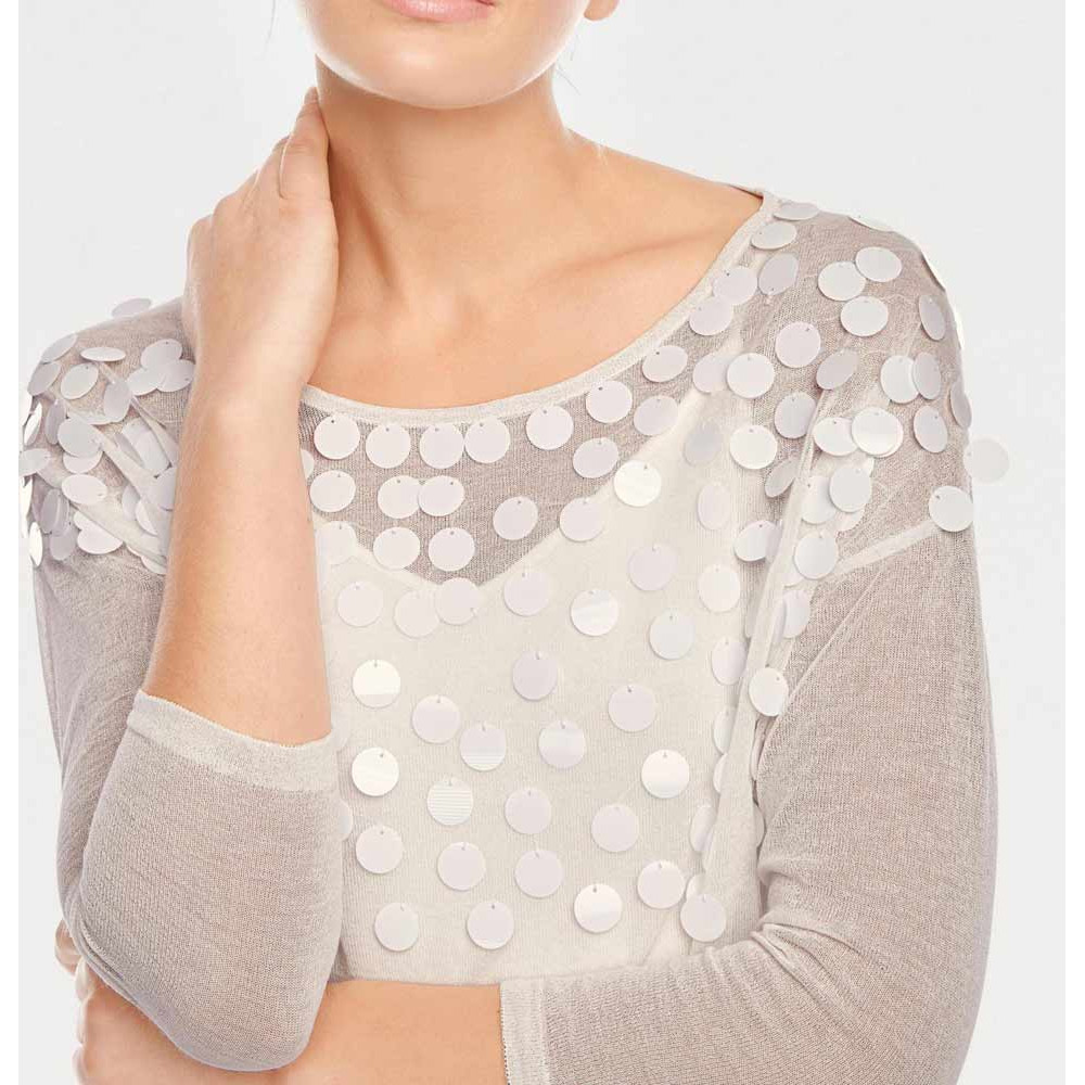 Designer-Feinstrickpullover+Top ecru