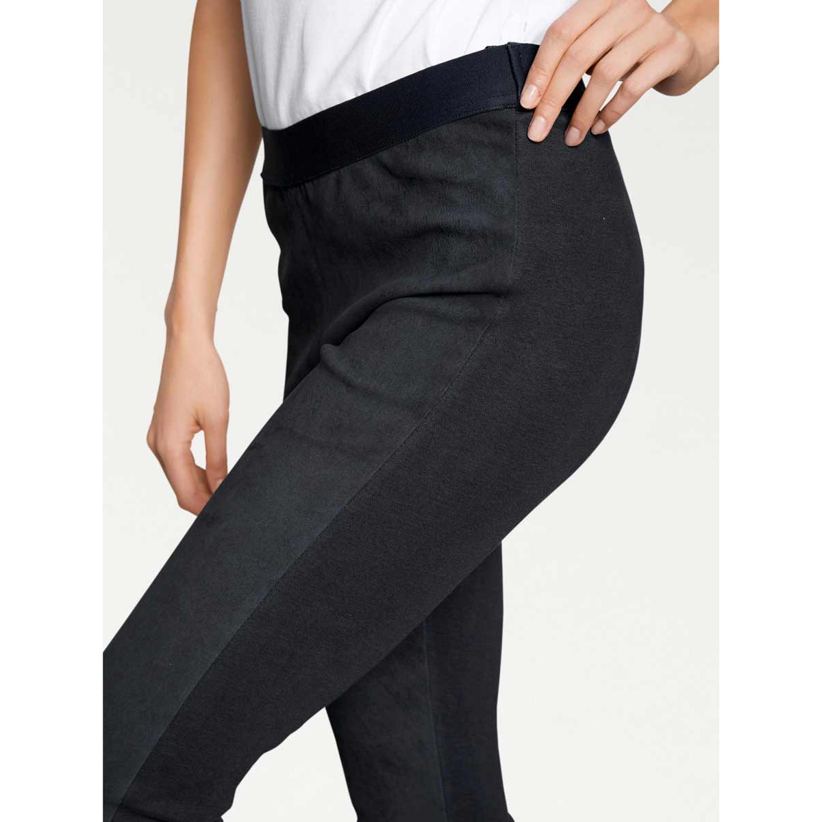 Lammveloursleder-Stretchleggings indigoblau