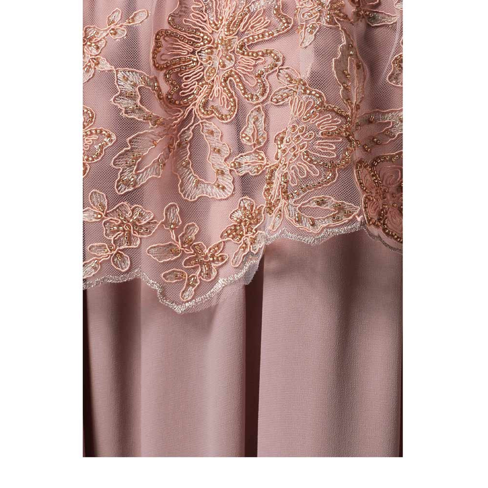 Designer-Cocktailkleid m. Perlen-Stickerei rosé