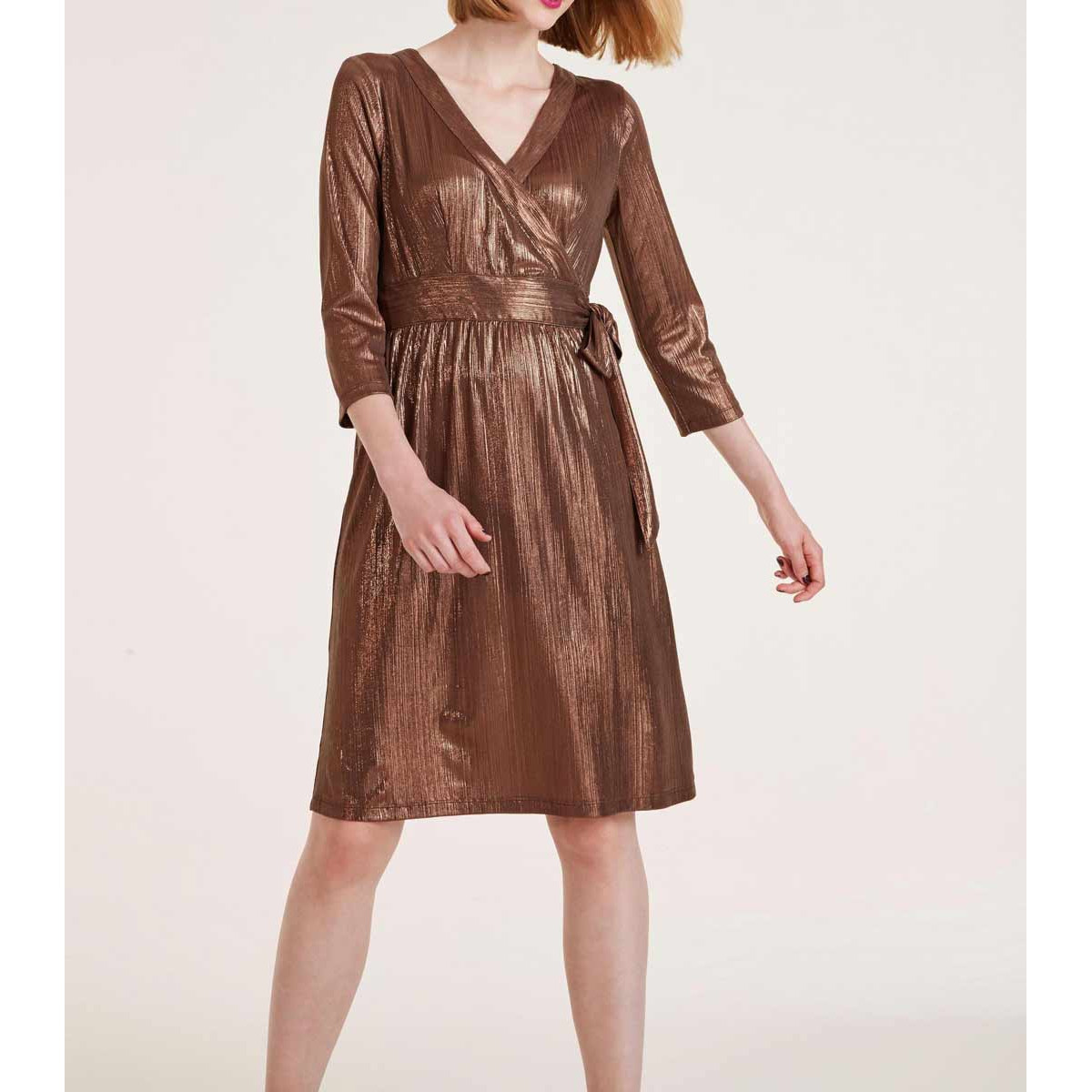 Designer-Kleid braun-metallic