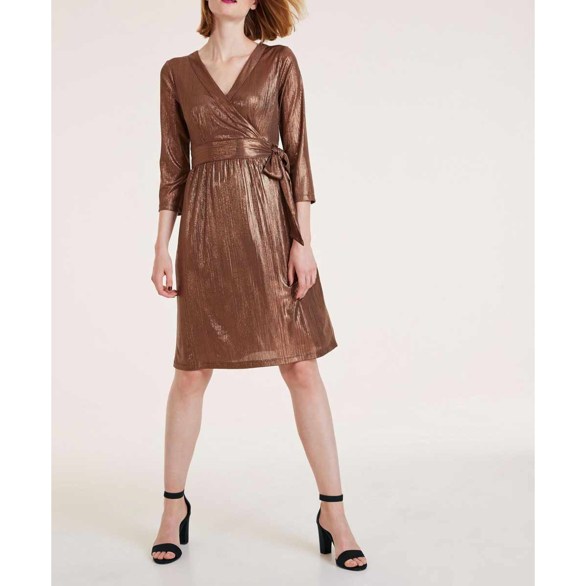 Designer-Kleid braun-metallic