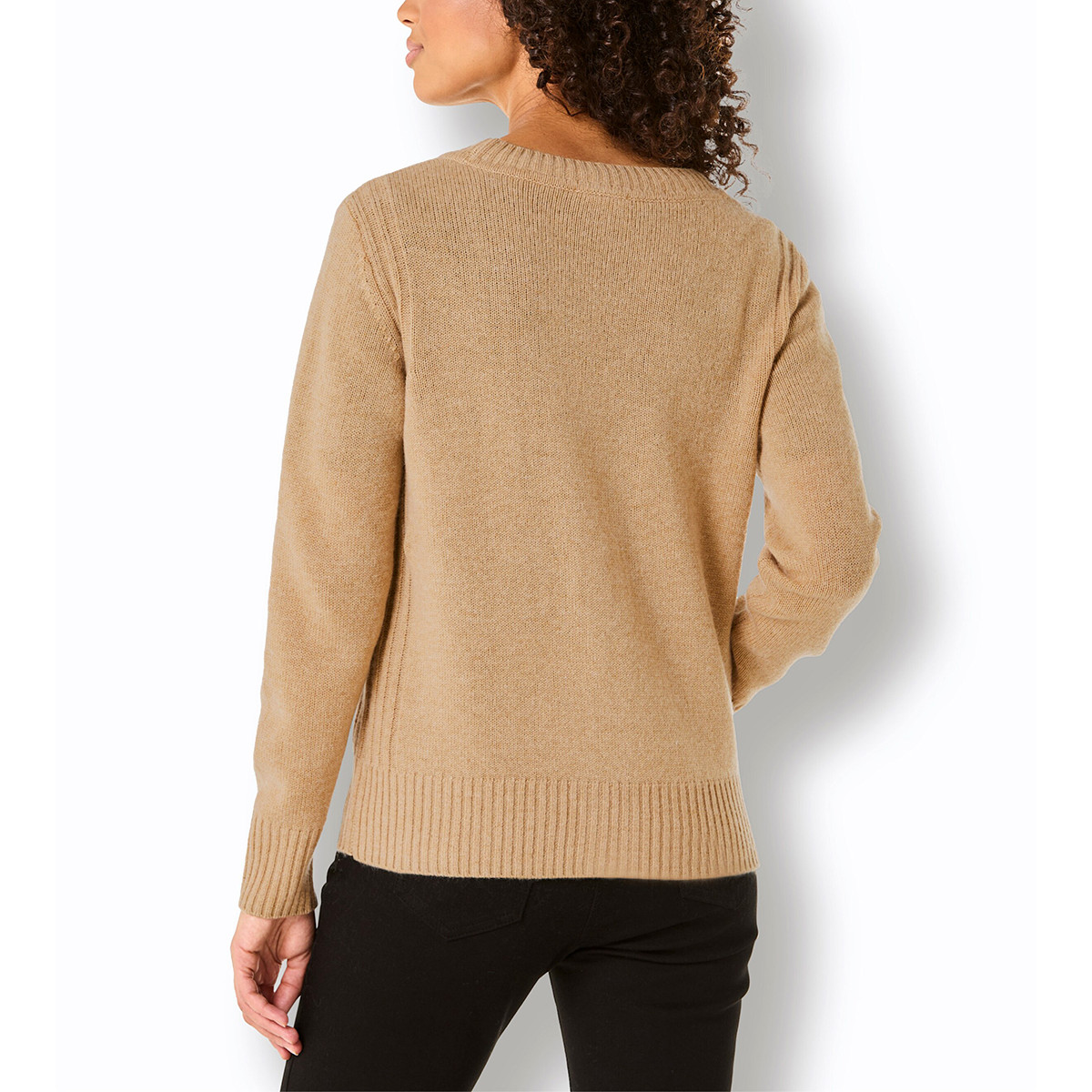 Merino-Kaschmir-Strickjacke camel-meliert
