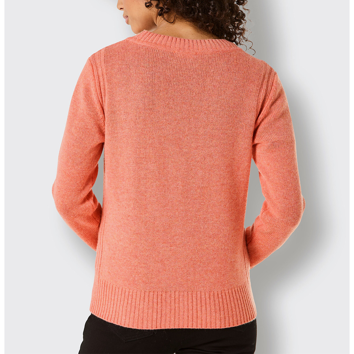 Merino-Kaschmir-Strickjacke koralle-meliert