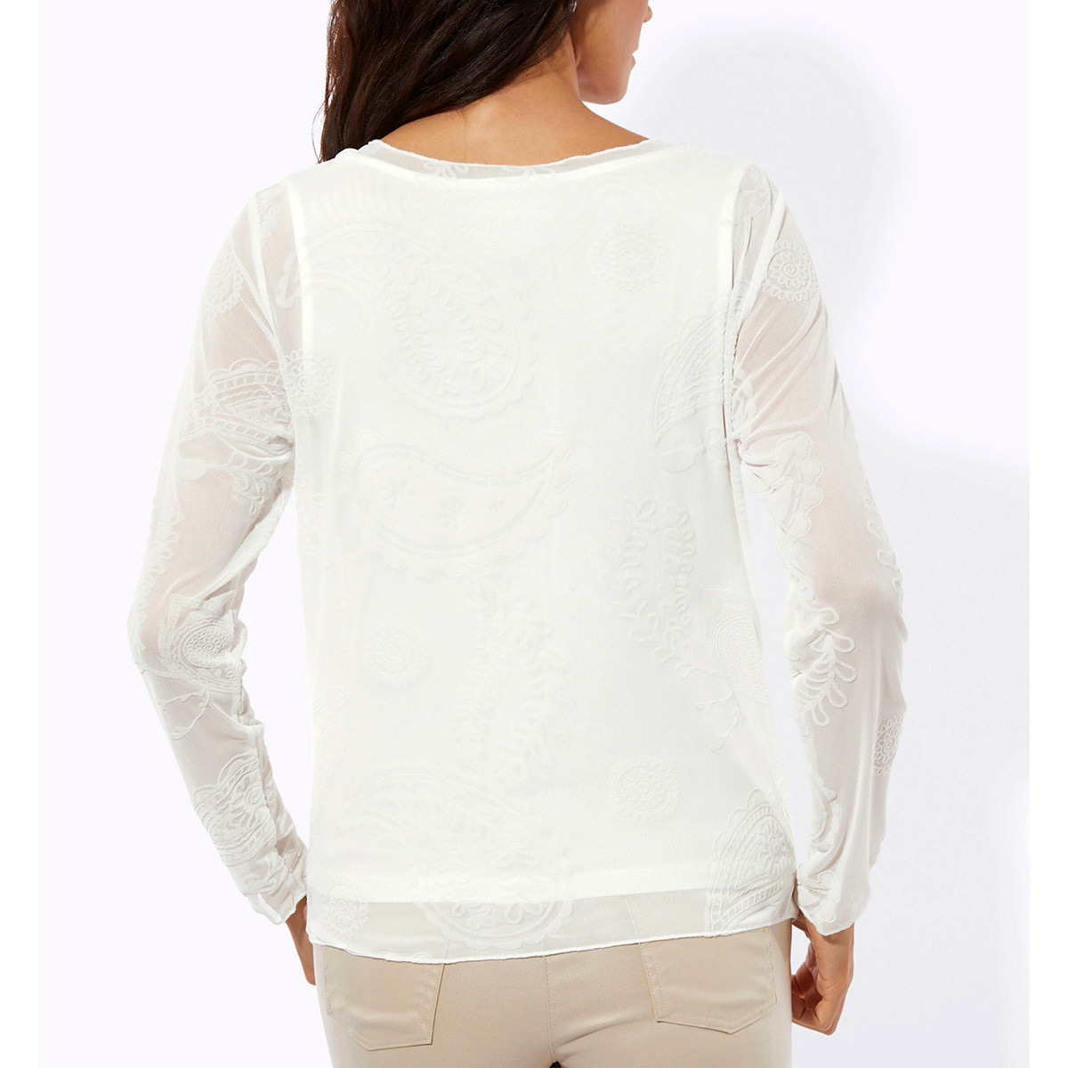 Mesh-Shirt m. integriertem Top ecru