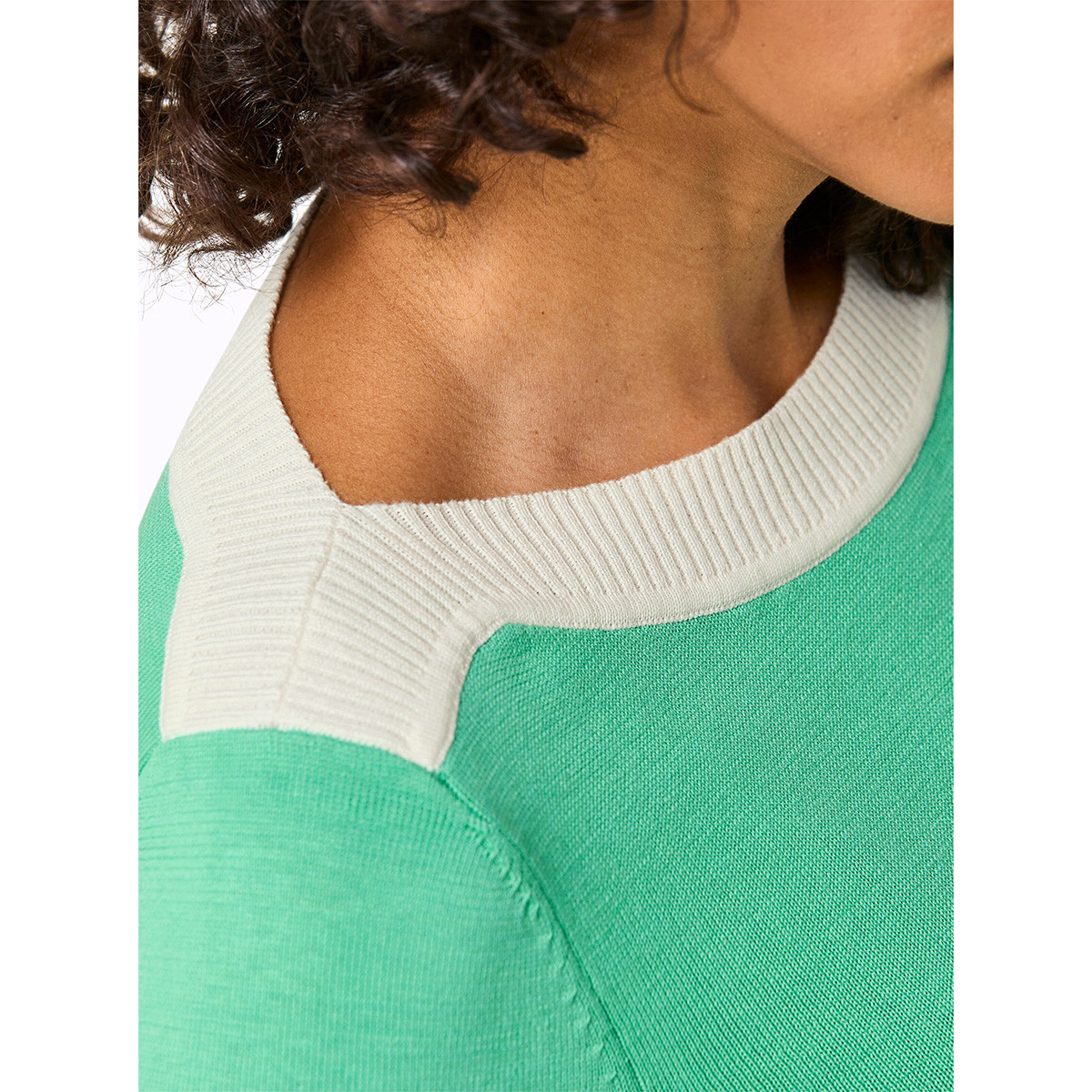 3/4-Arm-Seiden-Baumwoll-Pullover blaugrün