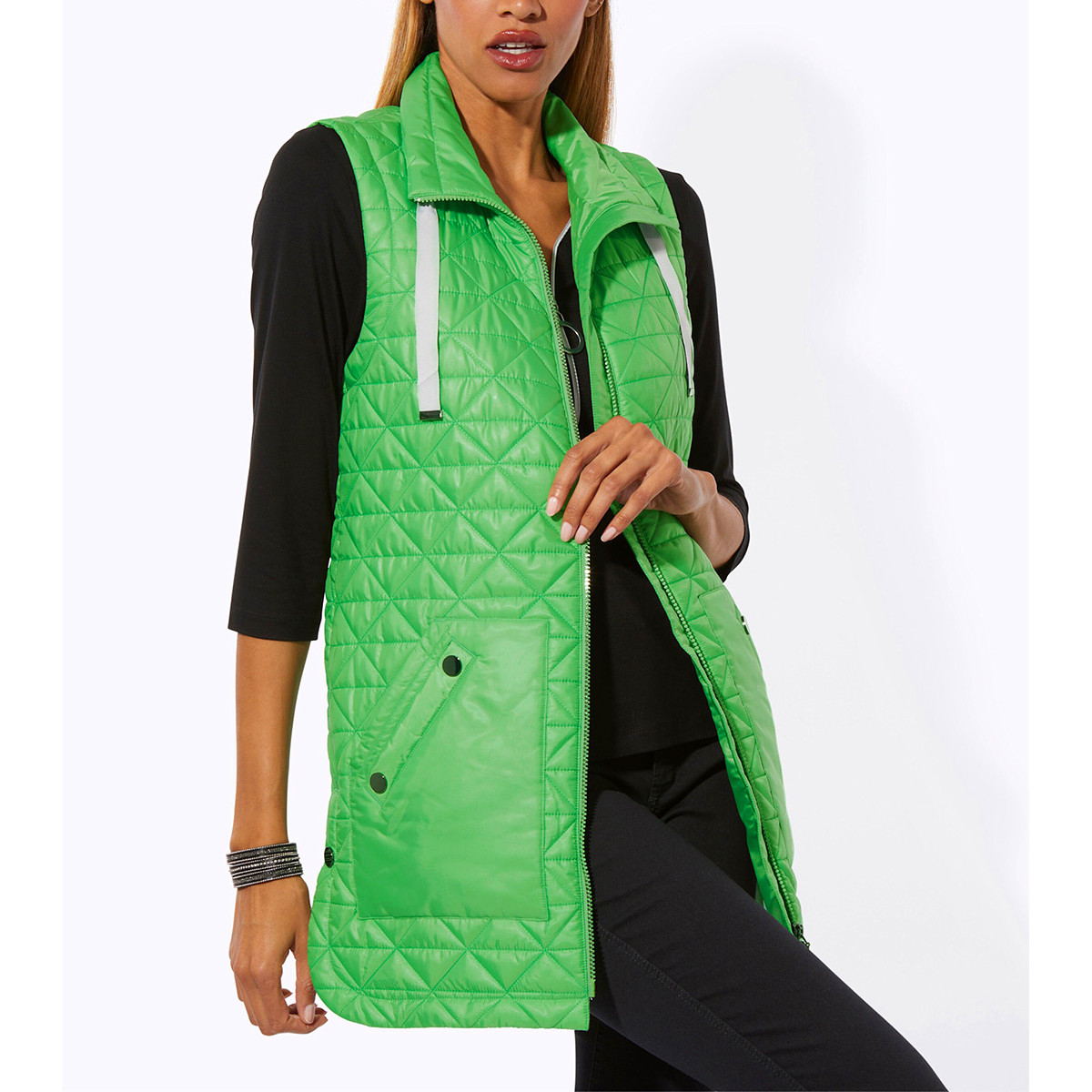 Steppweste mit 2-Wege-Taschen apfel