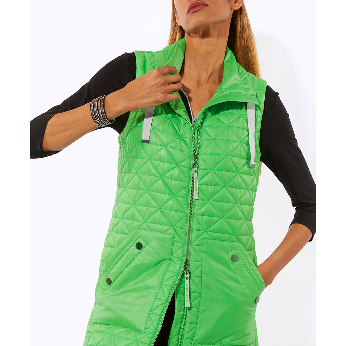Steppweste mit 2-Wege-Taschen apfel
