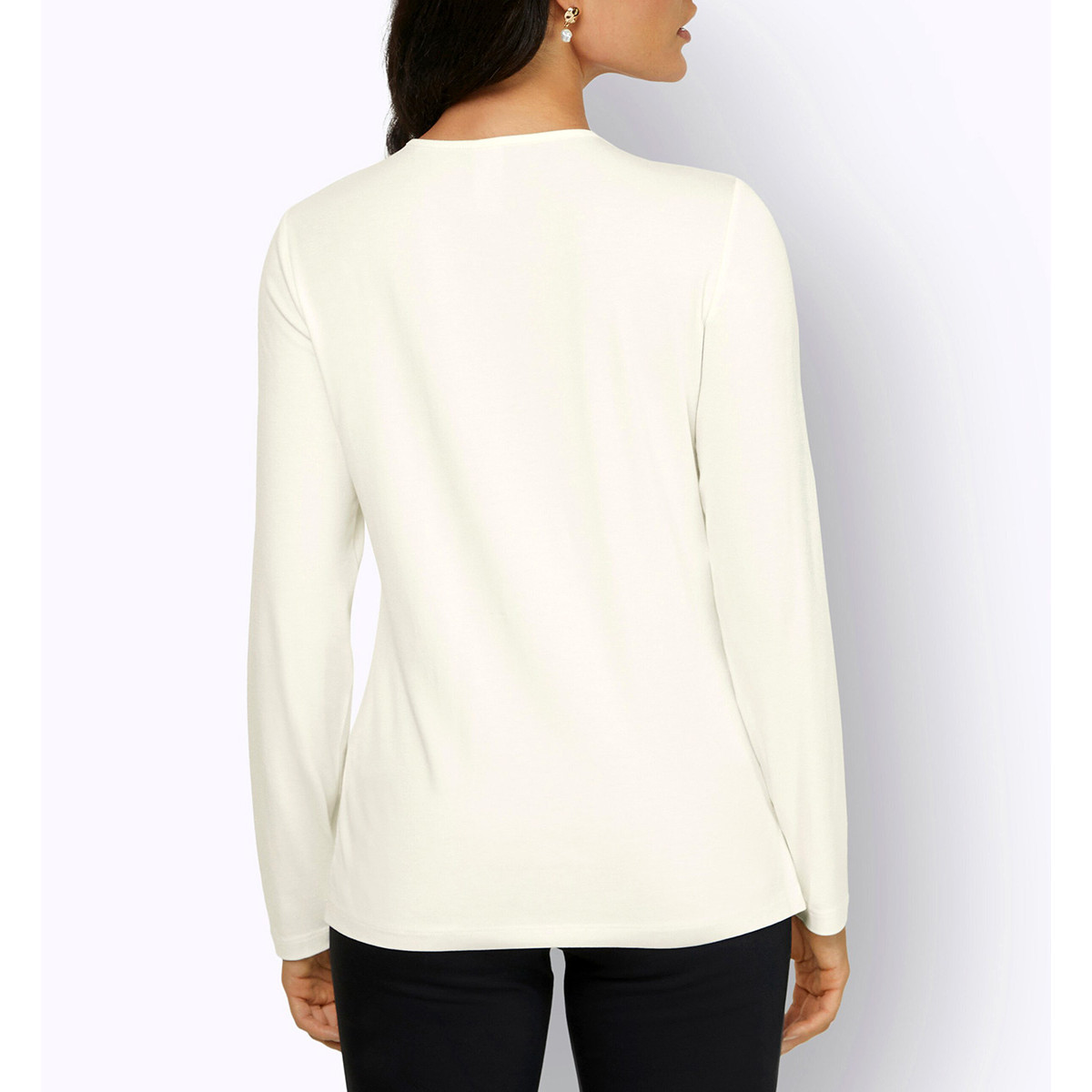 Shirt m.Blüten-Applikation ecru