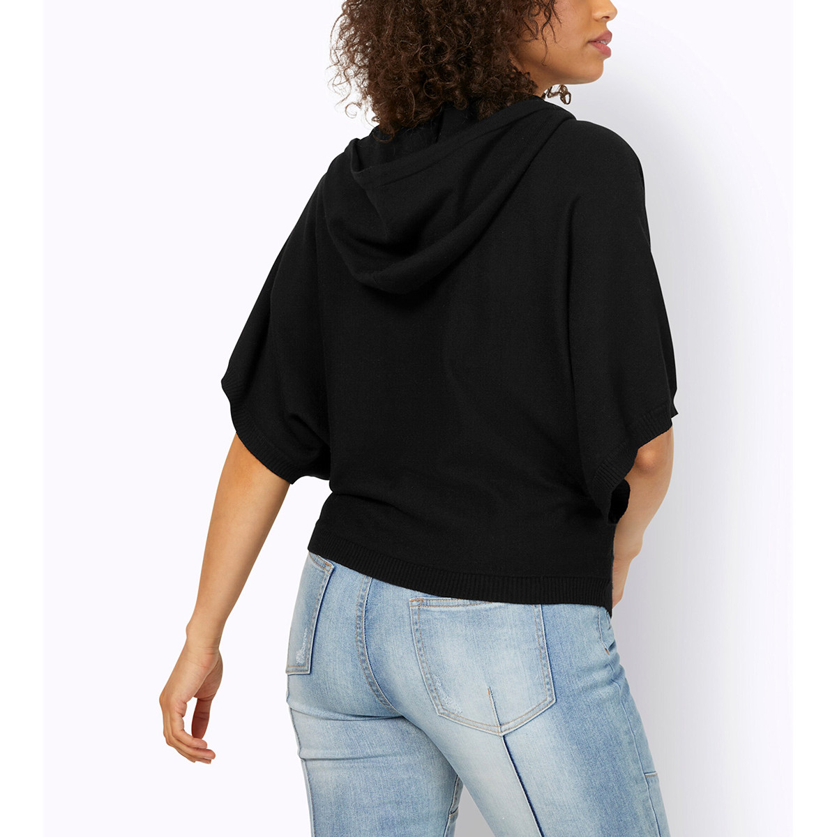 3/4-Arm-Kapuzenpullover schwarz