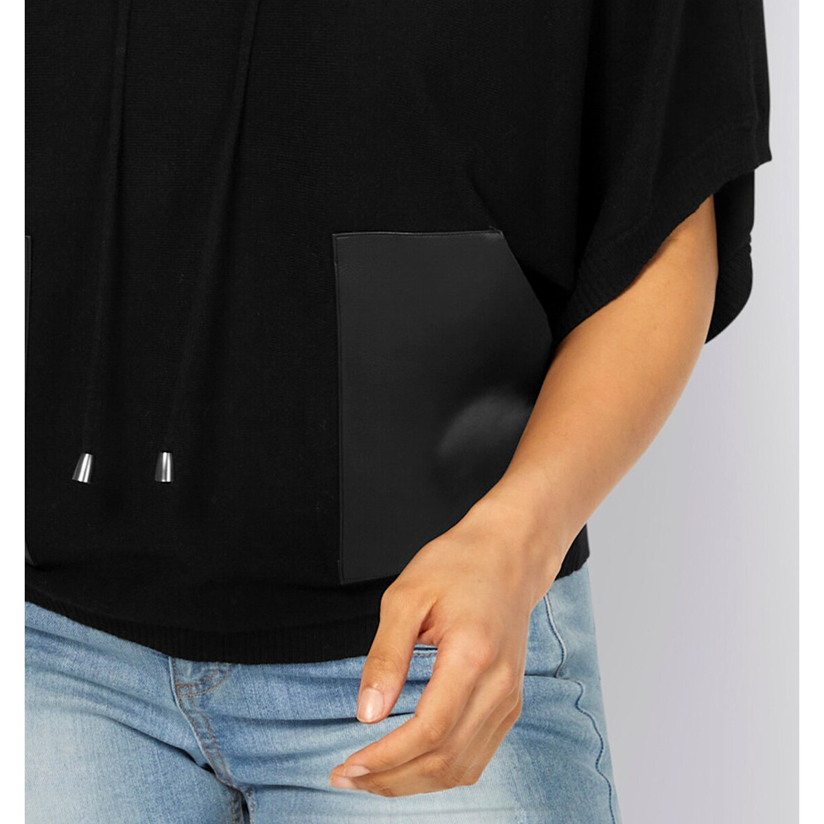 3/4-Arm-Kapuzenpullover schwarz