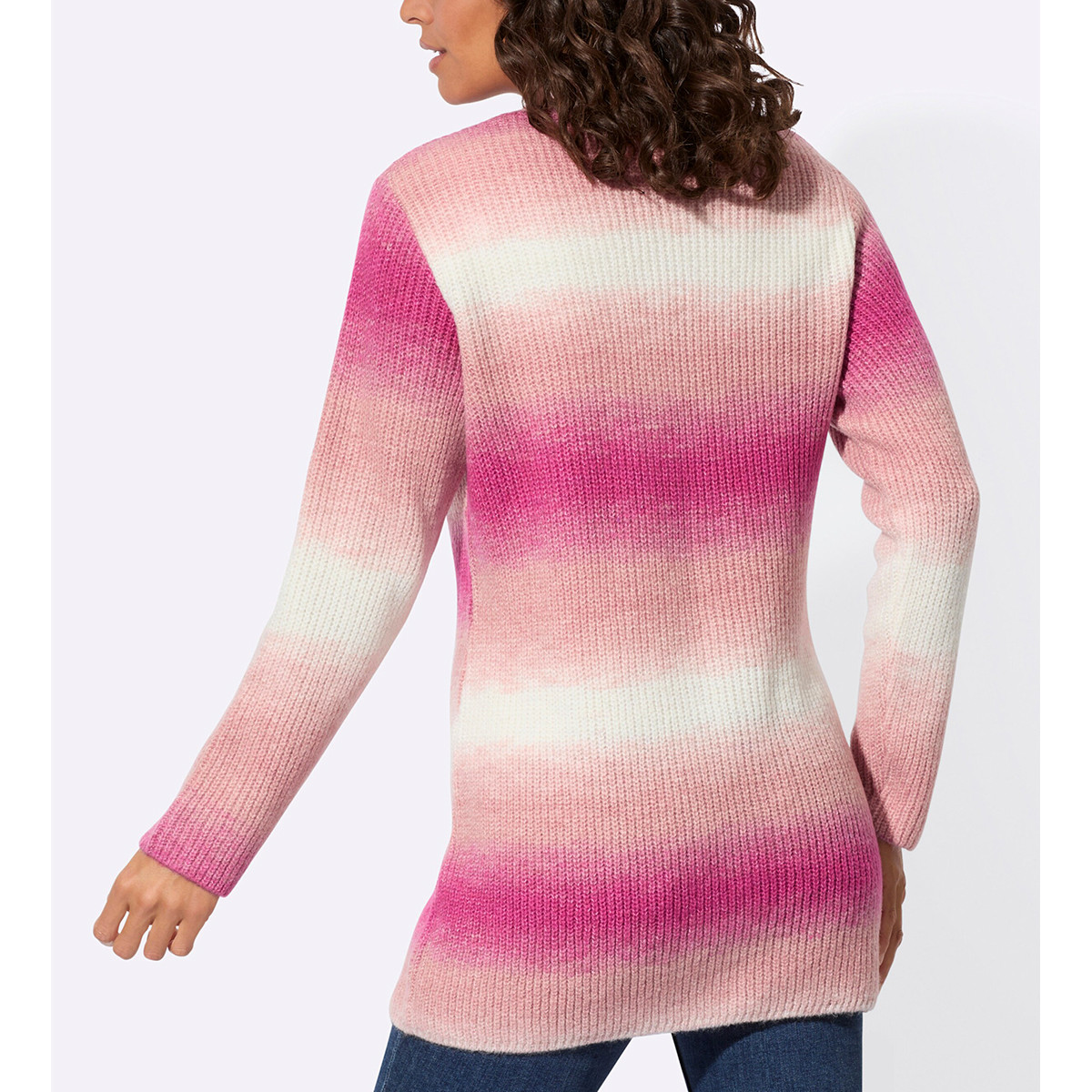 Longstrickjacke rosenquarz-fuchsia
