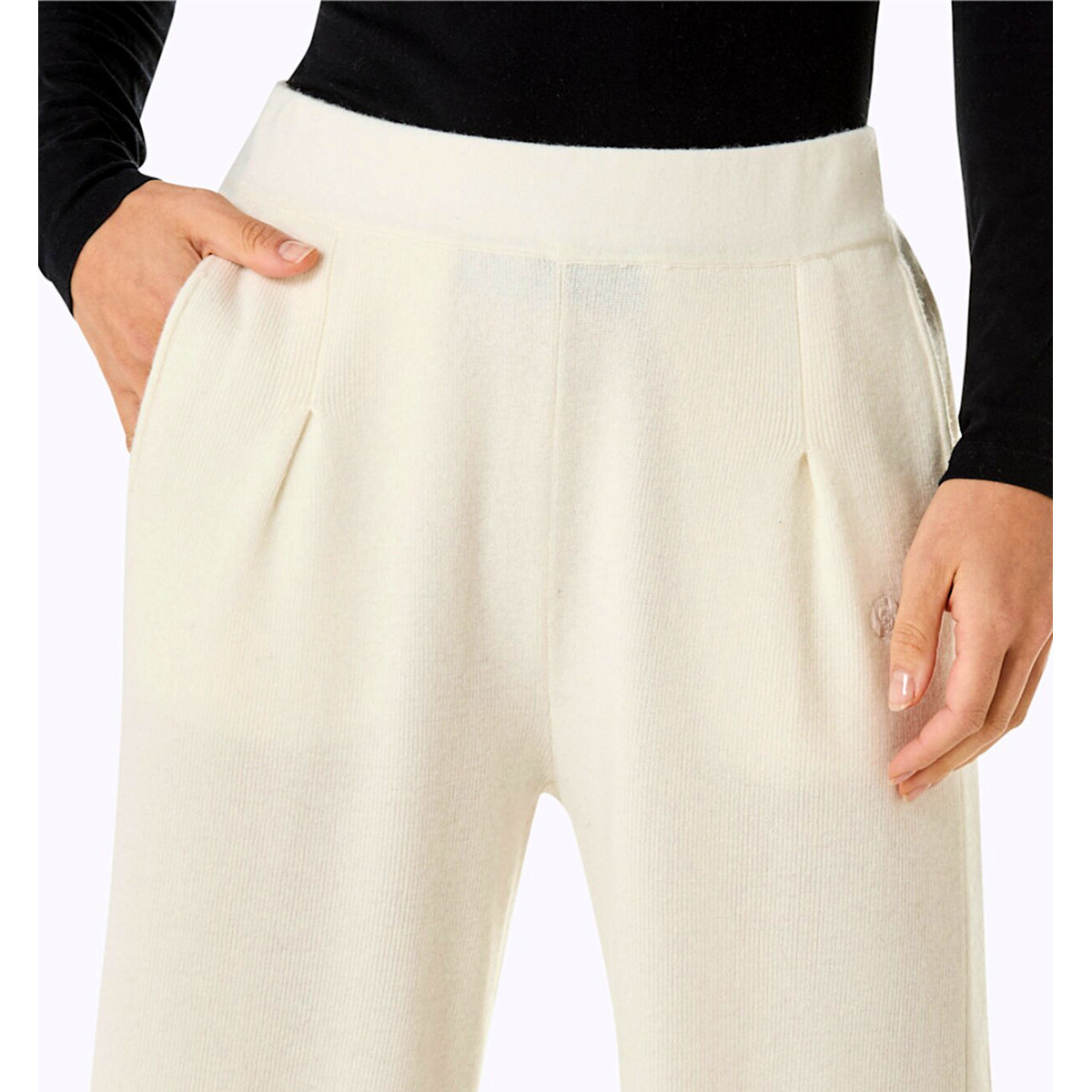 Merino-Kaschmir-Strickculotte ecru