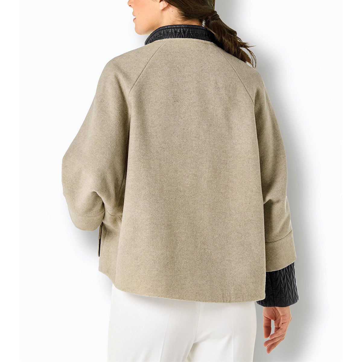 Wolljacke in 2-in-1-Optik beige-schwarz
