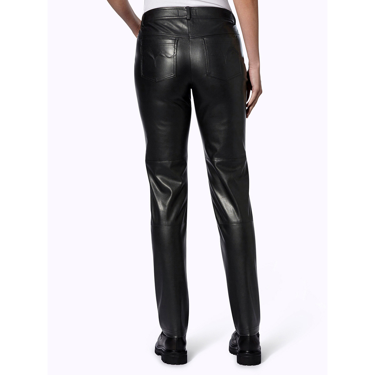 Lederimitathose m. Zipper-Details schwarz